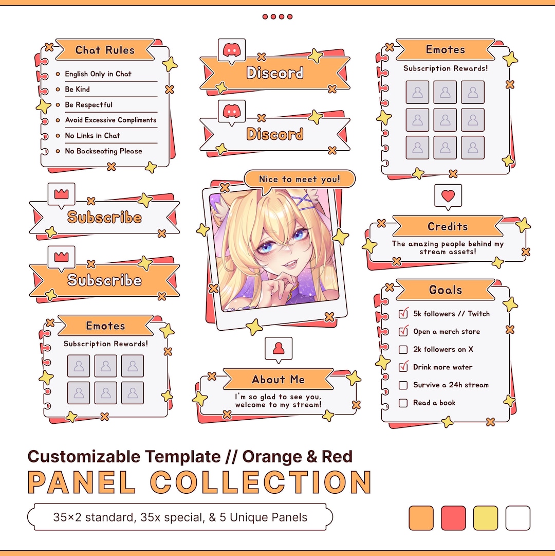 Customizable Doodle Diary Panels // Orange & Red - Etsy