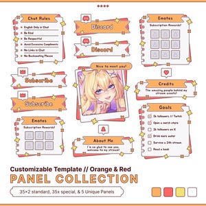 Paneles personalizables para diario de garabatos // Naranja y rojo
