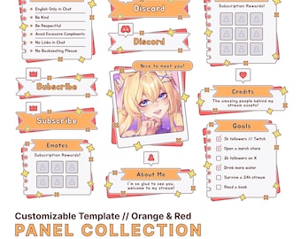 Paneles personalizables para diario de garabatos // Naranja y rojo