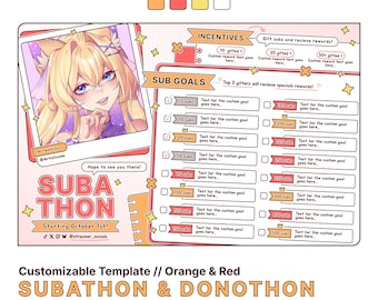 Plantilla personalizable para subatón y donothon // Naranja y rojo