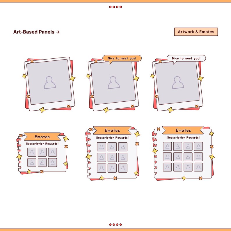 Customizable Doodle Diary Panels // Orange & Red - Etsy