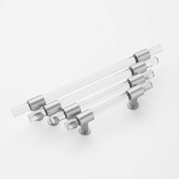 Brushed Nickel Pulls Arcylic Drawer Pulls New Etsy