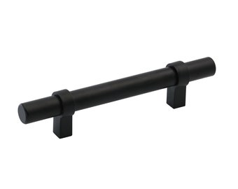 Flat Black Cabinet Bar Handle Pull - 3.5" (90mm) Hole Centers