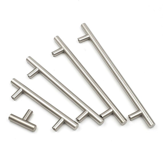 Brushed Nickel Pulls Kitchen Drawer Pulls T Bar Etsy