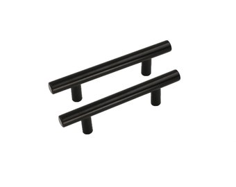 4.25 Inch Matte Black Cabinet Pulls Black Kitchen Hardware - T Bar Handles - Hole Centers(4.25"/108mm，Customized Size)