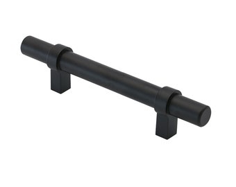 Flat Black Cabinet Bar Handle Pull - 3.75" (96mm) Hole Centers