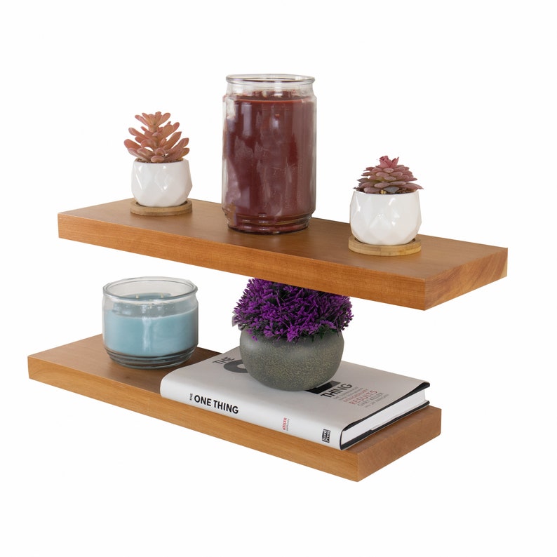 Rustic Wood Floating Shelves Spanish Cedar Straight Edge Etsy