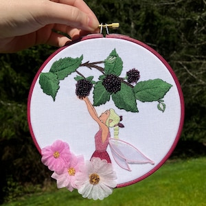 Magical Fairy Embroidery Hoop Wall Art – beaded textile decor