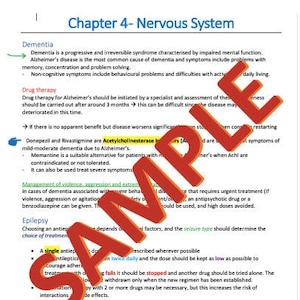 May include: A page from a medical textbook about the nervous system, specifically focusing on dementia and epilepsy. The page includes information about drug therapy, management of violence, and choosing an antiepileptic drug. The text includes the acronym MHRA and lists categories of antiepileptic drugs.