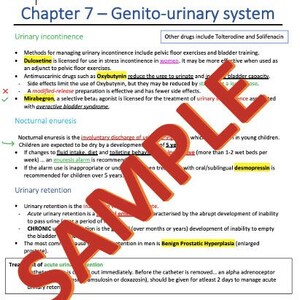 May include: A page from a medical textbook about the genito-urinary system. The page discusses urinary incontinence, nocturnal enuresis, and urinary retention. The text includes information about medications, treatments, and causes of these conditions.