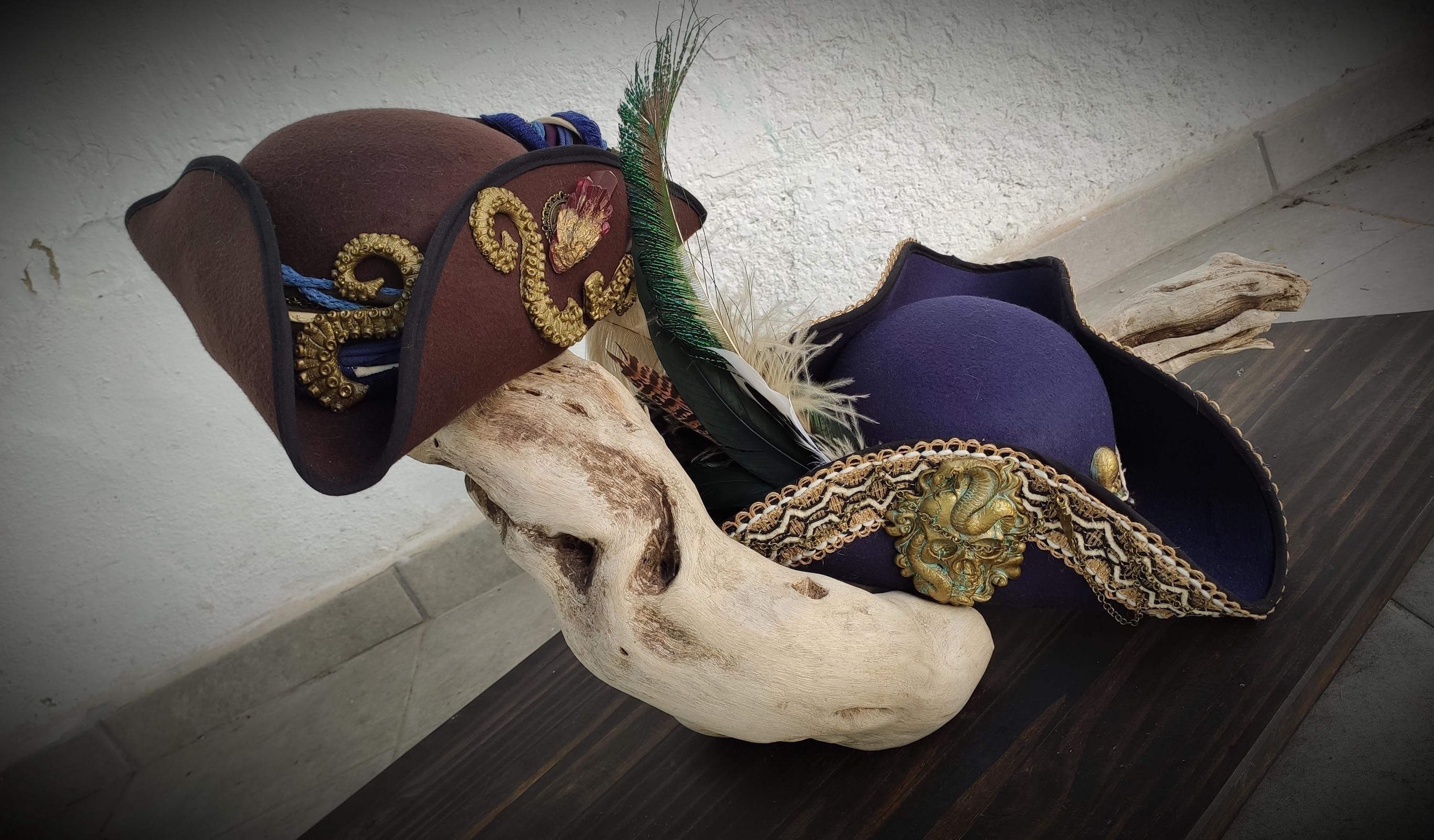 Pirate Hat, Tricorne, Gothic Hat, Roleplay Hat With Skull - Etsy