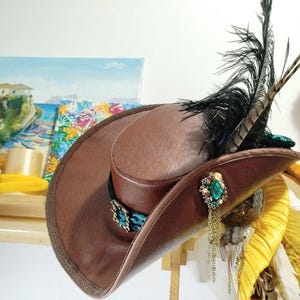 Spanish hat, ren faire pirate hat, nobleman hat, musketeer hat for cosplay.