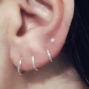 Hoop cartilage earring silver/gold filled hoops, Forward helix earring gold, Hoop cartilage piercing, Tragus ring, Helix ring, Rook earring