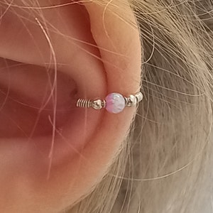 Conch piercing jewelry with opal bead, Conch earring, Conch hoop, Sterling silver/Gold conch hoop, Conch earring gold, Conch jewelry
