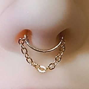 Fake septum , Faux septum for non pierced nose. Sterling silver fake septum with chain. image 2