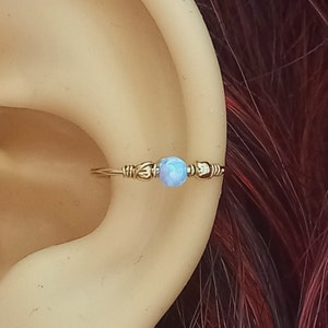 Opal conch earring hoop, Hoop for conch piercing