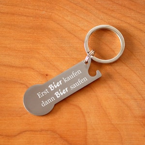 Einkaufswagenchip Einkaufswagenlöser Einkaufschip Flaschenöffner Geschenkidee Männergeschenk Bier Biergeschenk Schlüsselanhänger