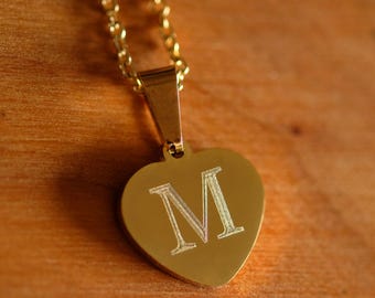 Collier coeur / coeur avec gravure / collier coeur / argent / or rose / initiale / gravure / personnalisé / bijoux en forme de coeur / pendentif coeur