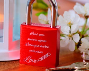 Cadenas d'amour, histoire d'amour avec gravure personnalisée, cadeau de mariage, cadenas personnalisé avec gravure, cadeau de Noël, cadeau de Saint-Valentin