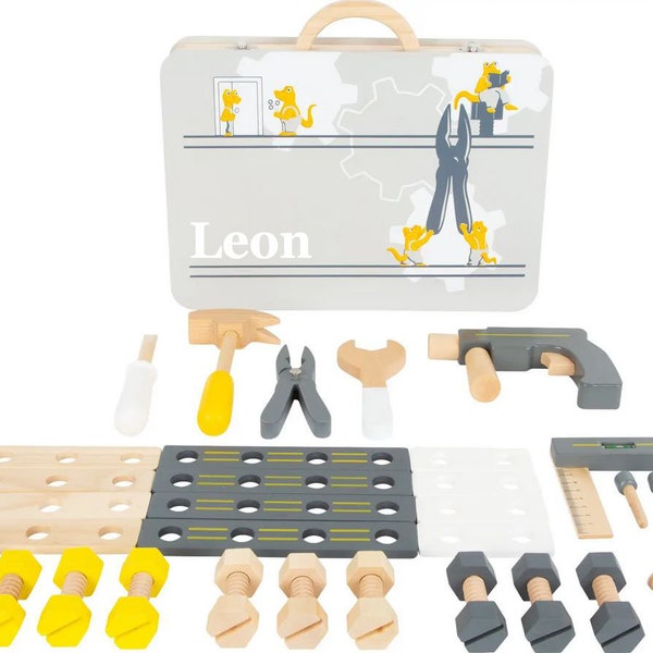 Werkzeugkoffer personalisiert Handerwerker Kinder Kinderwerkzeug kleiner Handerwerker  Geschenkidee Kind Werkzeugkasten ab 3 Jahren