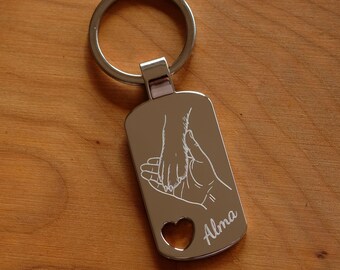 Porte-clés personnalisé pour chien - Gravure de patte de chien - Porte-clés avec le nom du chien - Cadeau pour maître/maîtresse de chien