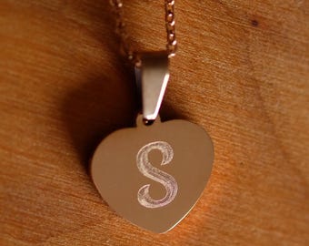 Collier coeur / coeur avec gravure / collier coeur / argent / or rose / initiale / gravure / personnalisé / bijoux en forme de coeur / pendentif coeur
