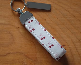 Porte-clés personnalisé en similicuir avec motif floral et fleurs de cerisier, gravure personnalisée - bijou de sac - cadeau pour la fête des mères