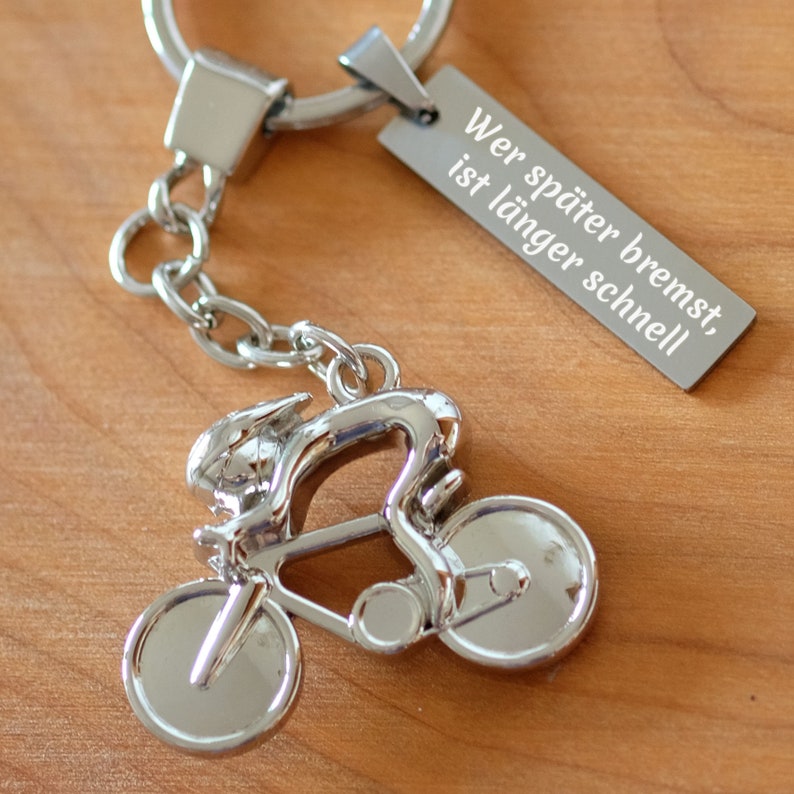 Keychain personalized bicycle racing bike sports bike engraving gift idea athlete image 2