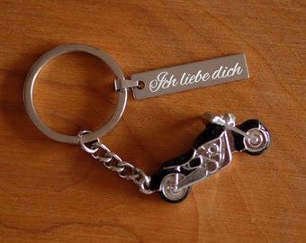 Porte-clés moto personnalisé, permis de conduire, gravure personnalisée, bonne route / conduisez prudemment, porte-bonheur, permis moto pour la fête des pères