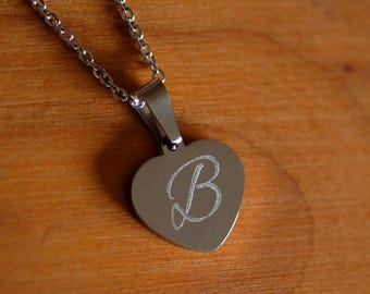 Collier coeur / coeur avec gravure / collier coeur / argent / or rose / initiale / gravure / personnalisé / bijoux en forme de coeur / pendentif coeur