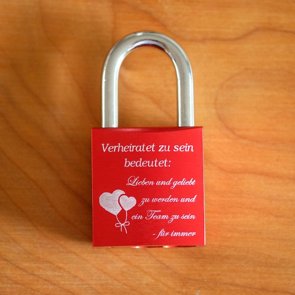 Liebesschloss Liebe Verheiratet zu sein... mit Wunschgravur Hochzeitsgeschenk Schloss mit Gravur personalisiert Weihnachtsgeschenk