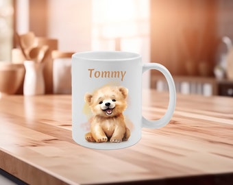 Keramik Tasse personalisiert Bär, Tasse mit Tiermotiv, Keramiktasse, Kindertasse, Kinderbecher, Tasse personalisiert, Herbsttasse