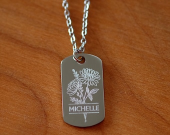 Kette zur Geburt, Geburtstag, personalisiert, Geschenkidee, Kette mit Monatsblume, Muttertagsgeschenk, Geschenk für Mama, Geburtsblume Baby