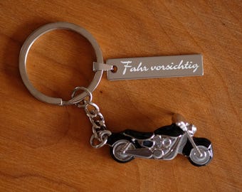 Porte-clés moto personnalisé avec permis de conduire et gravure personnalisée. Bon voyage / Conduisez prudemment. Porte-bonheur pour la fête des pères. Permis moto.