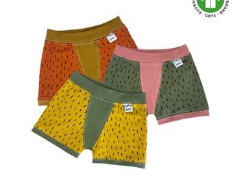 Handmade Kids Pants | GOTS 3 Multi Pack, Kid Unisex Underwear, Comfy Funky Pants, Unisex Boxers, 2-12 years, Handmade in the UK