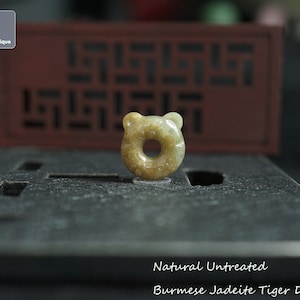Jadeite Tiger Donut Bead for Bracelet/Pendant - Hand Carved Burmese Jadeite, Natural Untreated Grade A Jade