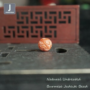 Hand Carved Jadeite Bead for Necklace/Bracelet - Burmese Jadeite Round Bead, Natural Untreated Grade A Jade