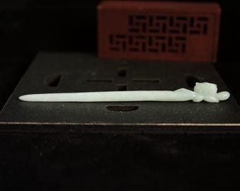 Jadeit-Haarnadel | Handgeschnitzter burmesischer Jadeit | Natürlicher, unbehandelter Jade der Güteklasse A (zertifiziert)