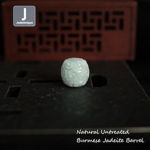 Authentic Jadeite Barrel Bead | Hand Carved Burmese Jadeite | Natural Untreated Grade A Jade