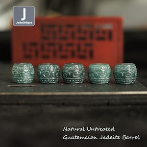 Hand Carved Jadeite Bead for Necklace/Bracelet | Guatelaman Jadeite | Natural Untreated Grade A Jade