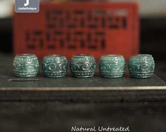 Hand Carved Jadeite Bead for Necklace/Bracelet | Guatelaman Jadeite | Natural Untreated Grade A Jade