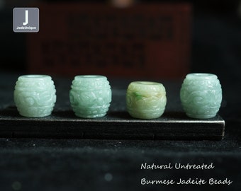 Hand Carved Jadeite Bead for Necklace/Bracelet | Burmese Jadeite | Natural Untreated Grade A Jade