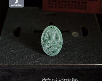 Colgante de dragón de jadeíta para collar - Jadeíta guatemalteca tallada a mano, jade natural sin tratar de grado A