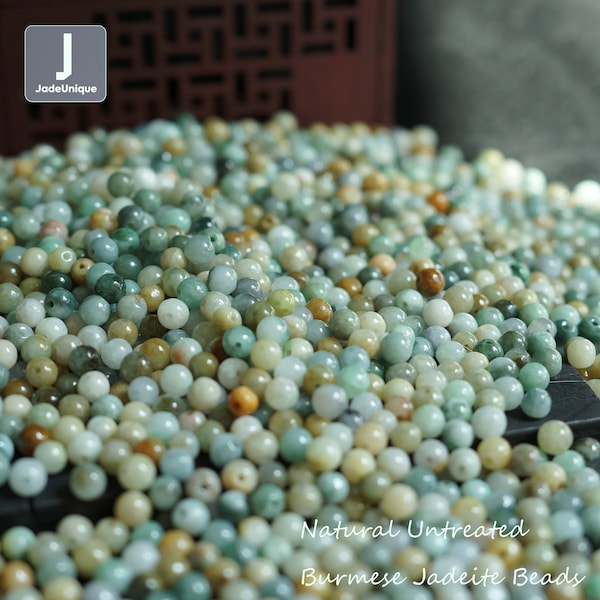 5.5mm Assorted Colours Jadeite Beads for Necklace/Bracelet - Burmese Jadeite Beads, Natural Untreated Grade A Jade