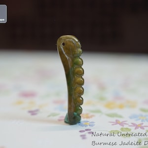 Jadeite Dragon Hook Pendant - Hand Carved Burmese Jadeite Pendant for Necklace, Natural Untreated Grade A Jade