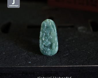 Hand Carved Guatemalan Jadeite Landscape Pendant - Certified