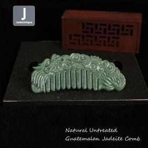 Jadeite Comb - Hand Carved Guatemalan Jadeite | Natural Untreated Grade A Jade (Certified)