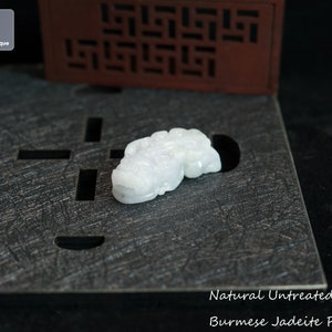 Pixiu Jadeite Pendant - Hand Carved Burmese Jadeite, Natural Untreated Grade A Jade - Feng Shui for Wealth and Luck