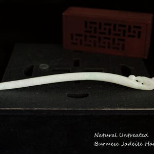 Jadeite Hair Pin | Hand Carved Burmese Jadeite | Natural Untreated Grade A Jade (Certified)