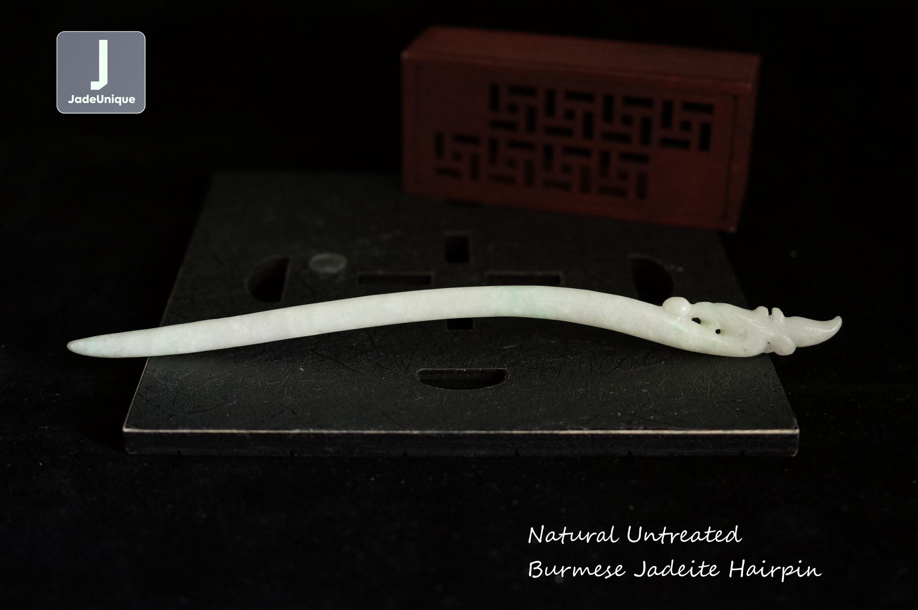 Grade A Certified Burmese Jade Hairpin Certified Lavender Burma A Jade jadeite hairpin Hair pin  main image 3